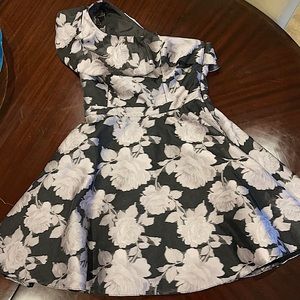 One Shoulder Black and Silver Cocktail Dress